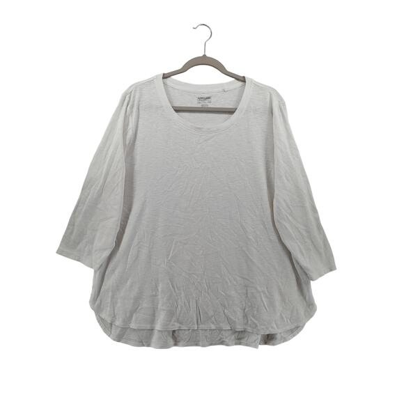 Slub Tee Kirkland Signature White XXL Curved Hem Layering Hi Low Relaxed Cotton - Picture 1 of 8